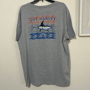 Guy Harvey Marlin Swordfish T-Shirt XL Gray Back Graphic Fishing Tee Y2K